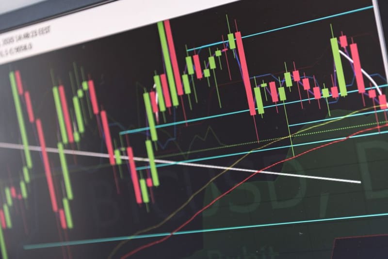 Prediction market trading interface with probability charts