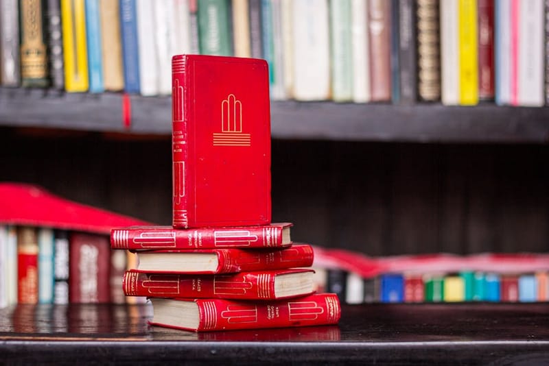 Stack of books on a desk